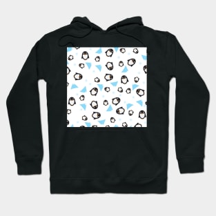 Blue, White, Black Penguin pattern Hoodie